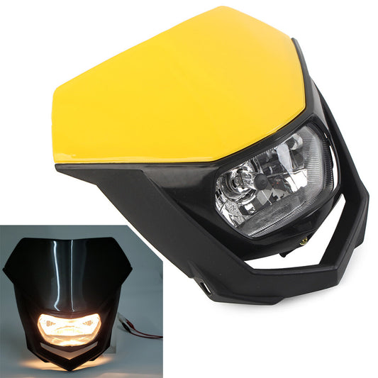Universal Headlight Head Lamp Fairing Yellow For Supermoto Bike Dirt Bike Motor