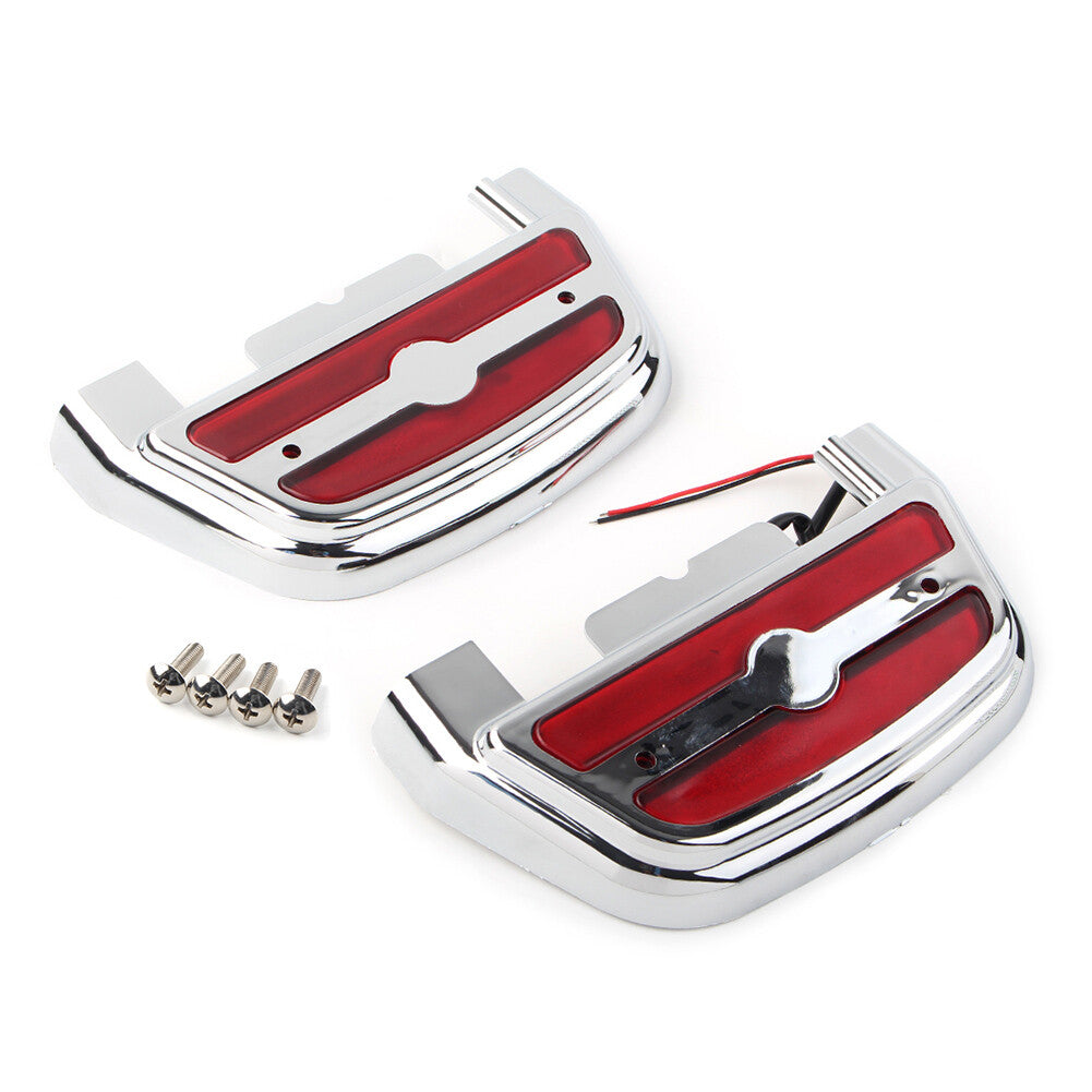 Led Light Footboard Floorboard Cover for Harley Touring Road King Chrome-Red go