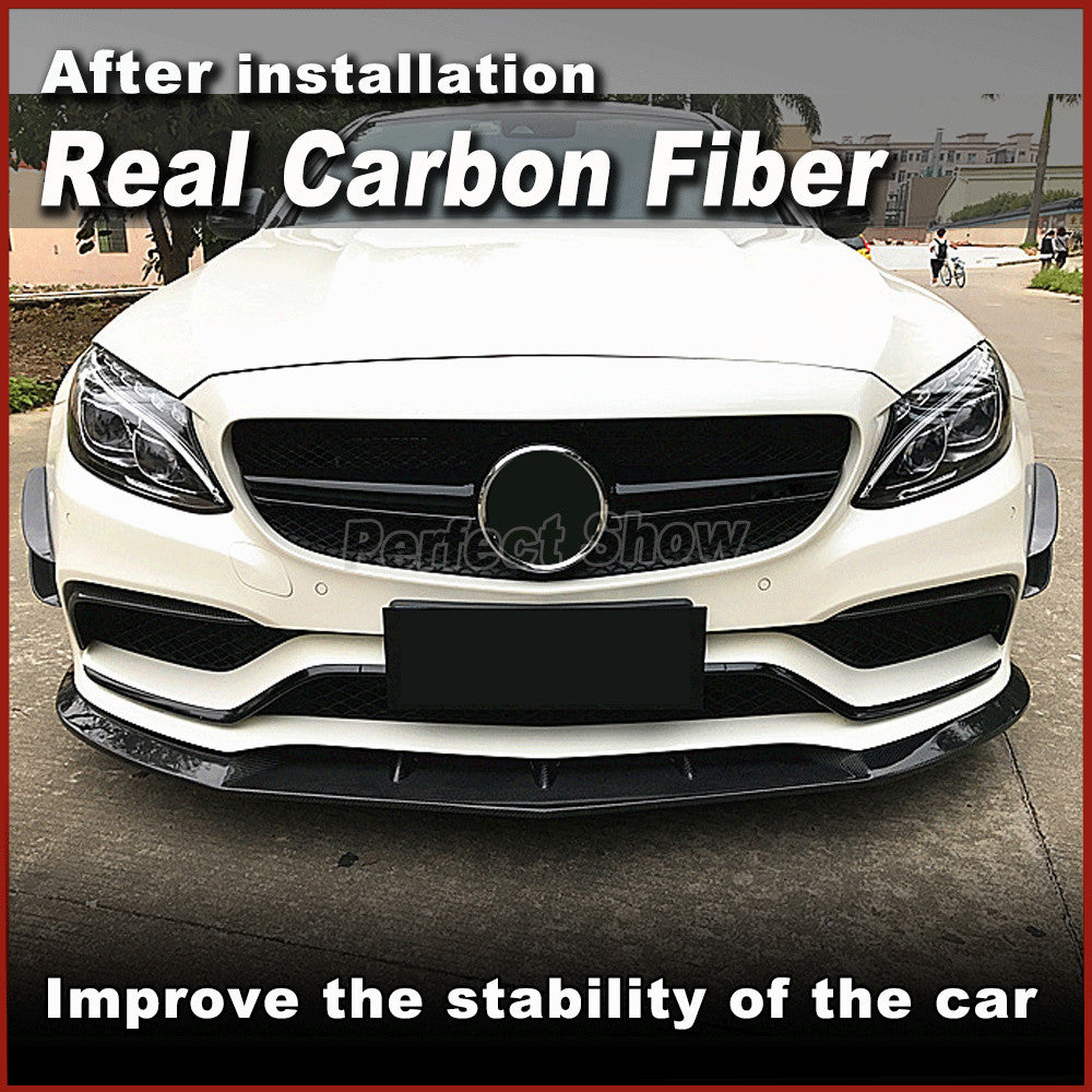 Fit for Mercedes W205 C205 C63 2015-20 REAL CARBON Front Bumper Lip Spoiler