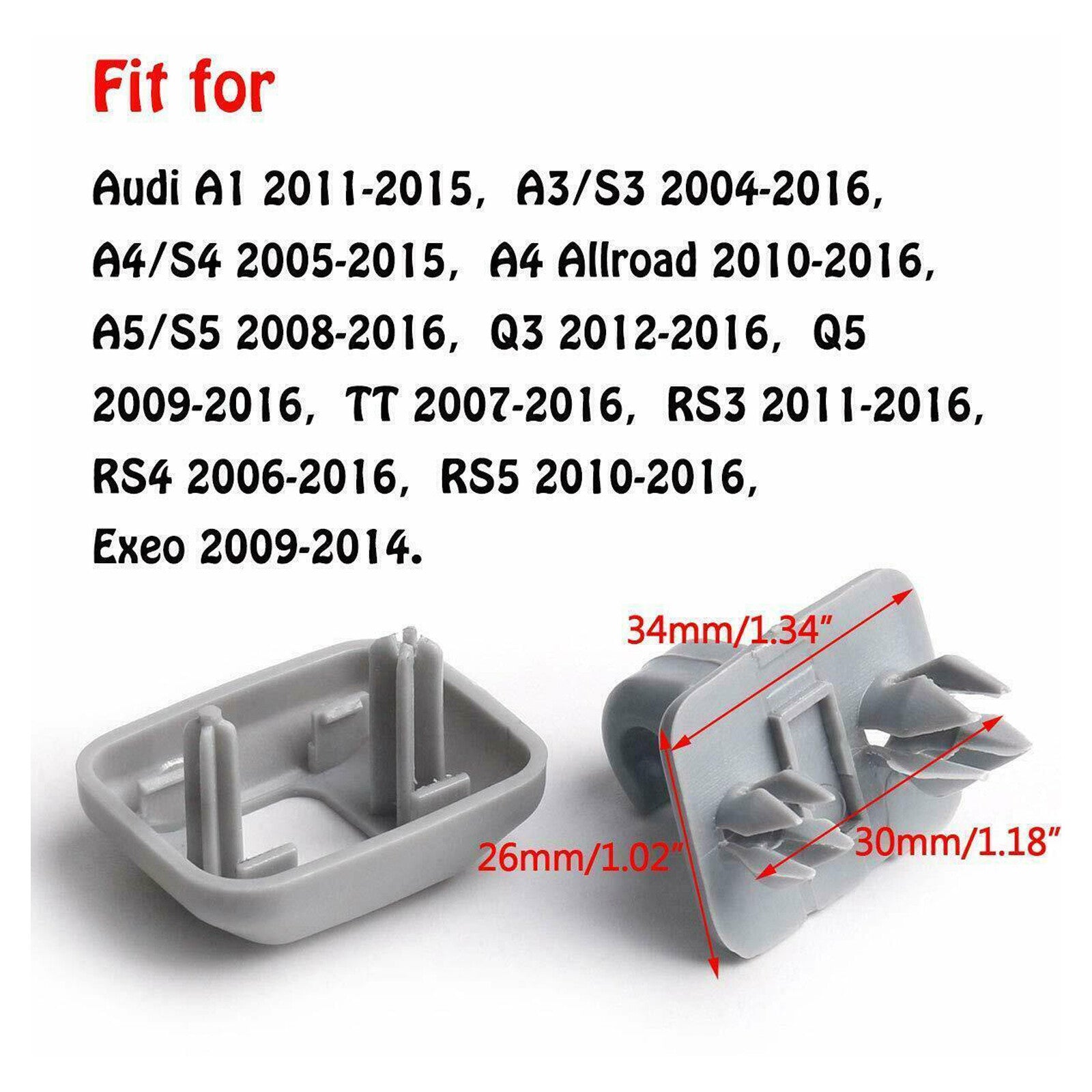 2x Sun Visor Gray Clip Holder Hook fits for Audi A3 S3 A4 S4 A5 S5 Q3 Q5 8U0857562A