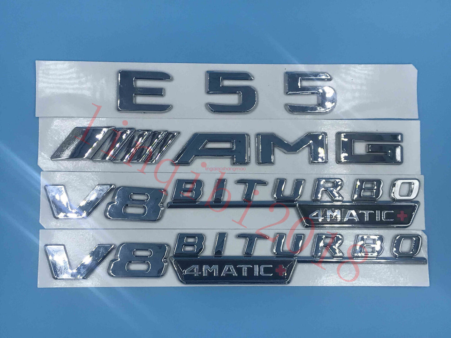 Flat-bottomed E55 AMG V8 BITURBO Trunk Embl badge sticker for Mercedes-Benz