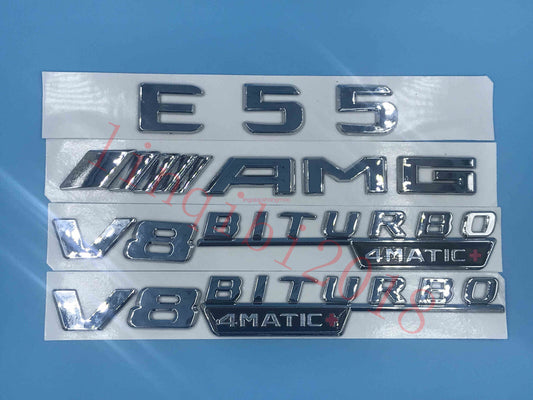 Flat-bottomed E55 AMG V8 BITURBO Trunk Embl badge sticker for Mercedes-Benz