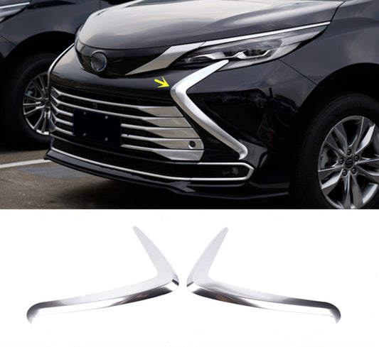 Chrome ABS Front Grill Grille Side Cover Mouldings For 2021-2023 for Toyota for Sienna