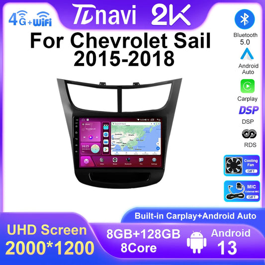 for Chevrolet Sail 2015-2018 Android Auto CarPlay Car Radio GPS Player Screen