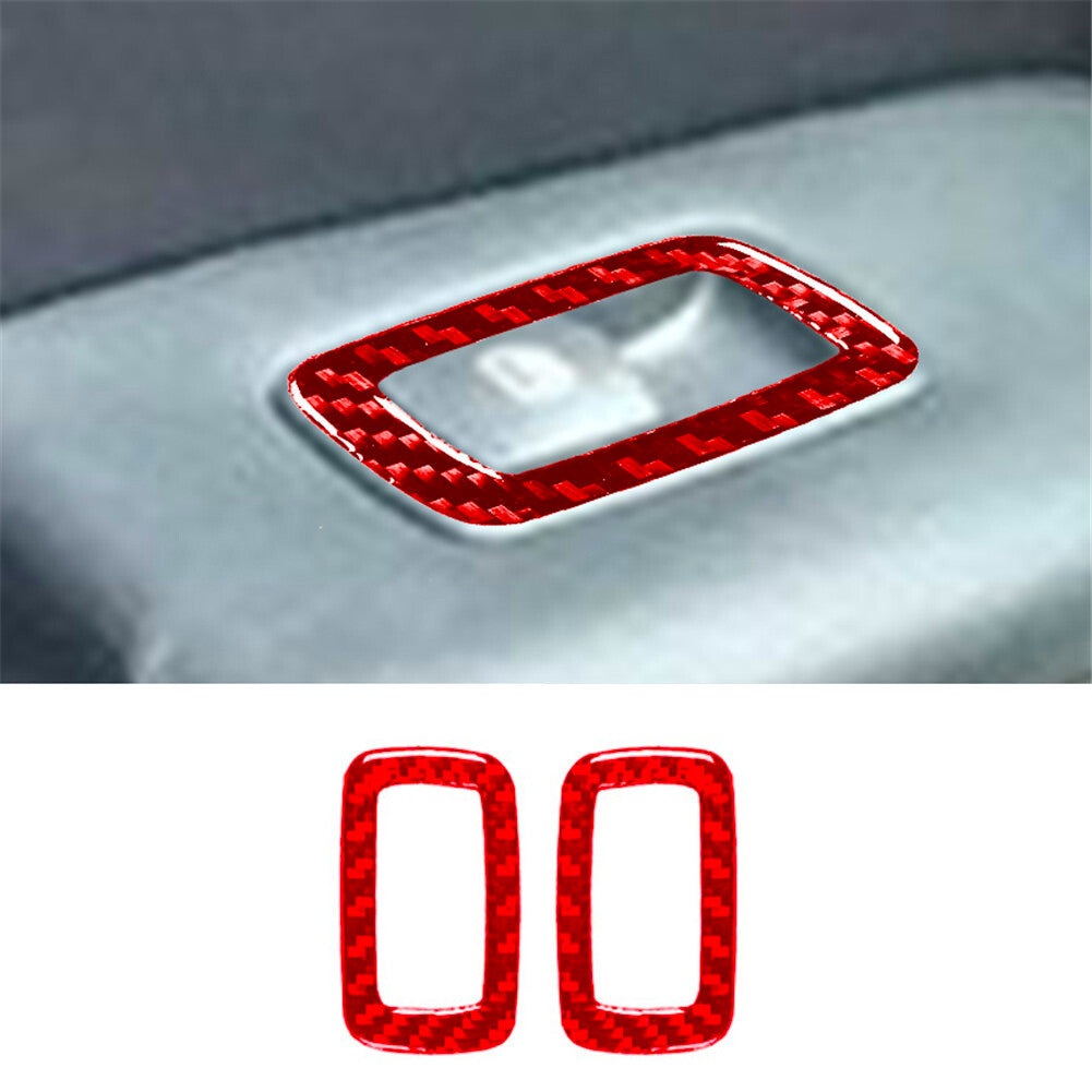 2-Piece Red Carbon Fiber Interior Rear Door Control Cover Trim for Chrysler 200