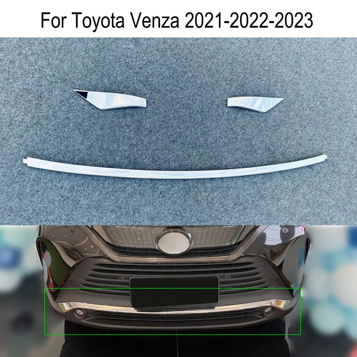 For 2020-2023 for Toyota Venza Front Lower Bumper Chrome Style Molding Trims Garnish