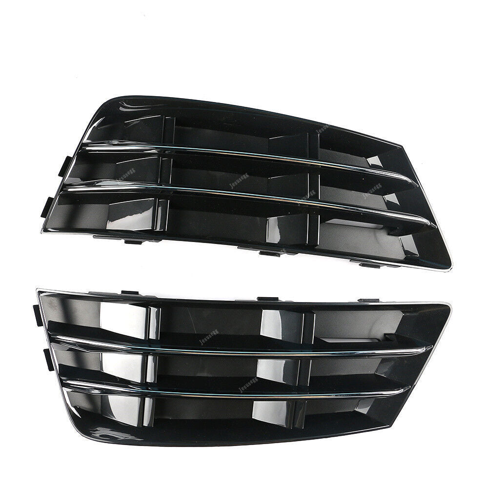 Left and Right Front Fog Light Grille Cover Trim Chrome for Audi A4 B9 2016-2017