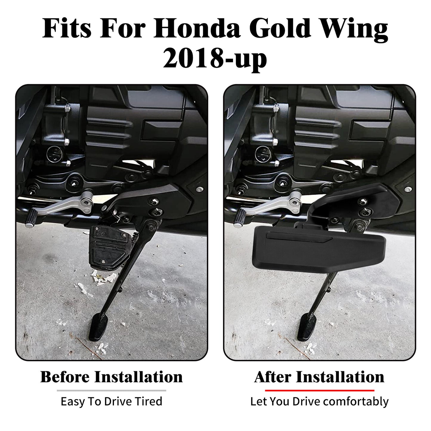 Black Front Driver Footboard Floorboard Fits for Honda Goldwing 1800 2018-2023