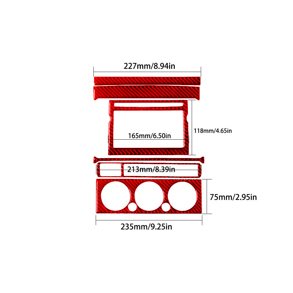 6Pcs Red Carbon Fiber Central Control Type-B Trim for Toyota Tacoma 2012-2015
