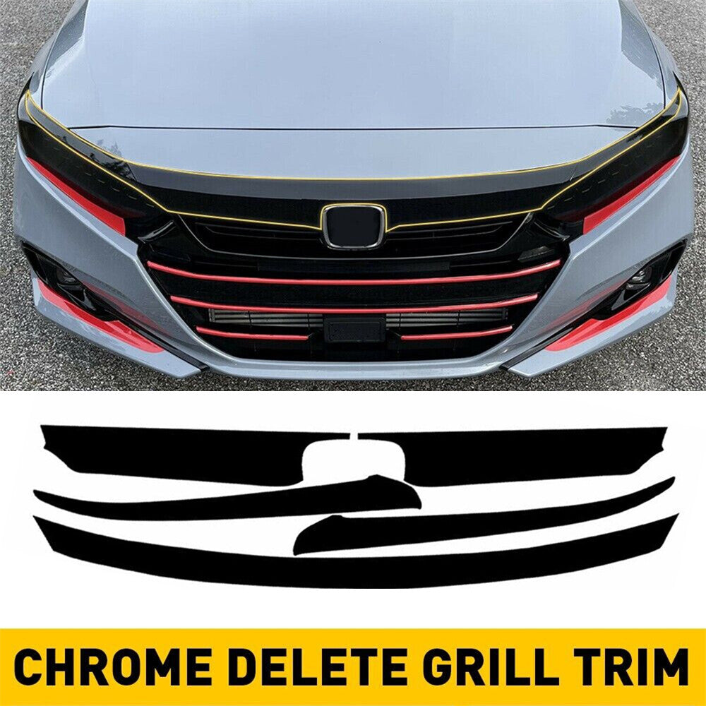 5x Chrome Delete Blackout Overlay for 2021-2022 for Honda Accord Front Grill Trim