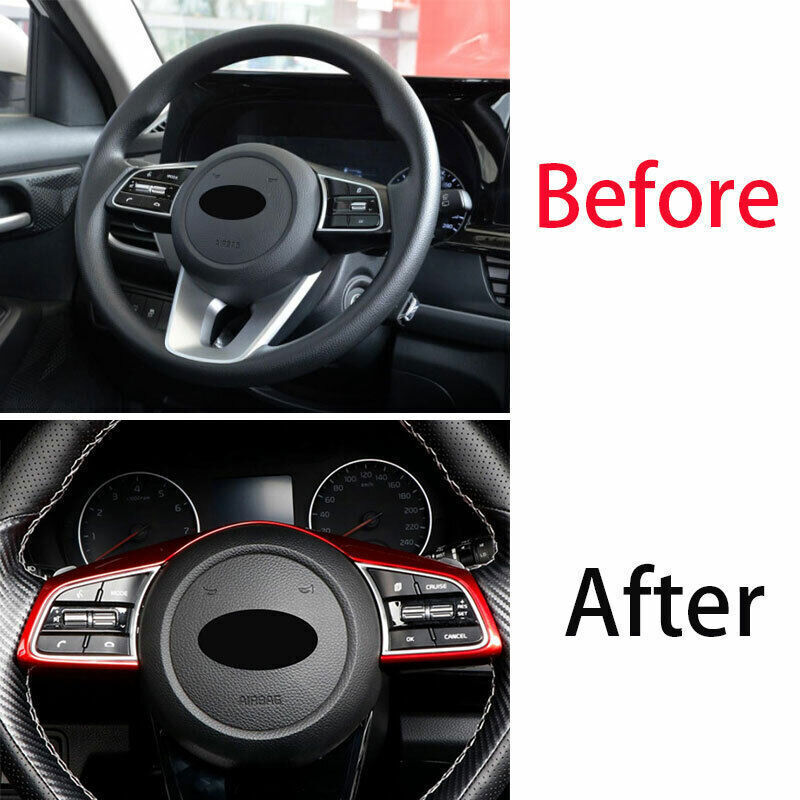 Inner Steering Wheel Button Frame Cover Trim for Kia Seltos 20-2022 Bright Red