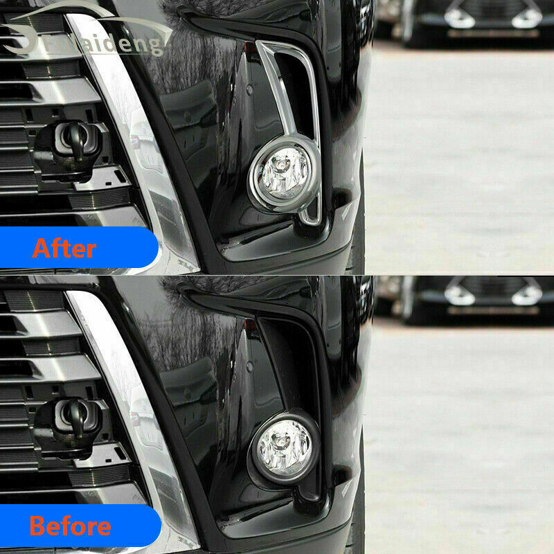 Chrome Front Bumper Fog Light Lamp Frames Trim for Toyota Highlander 2017-2019