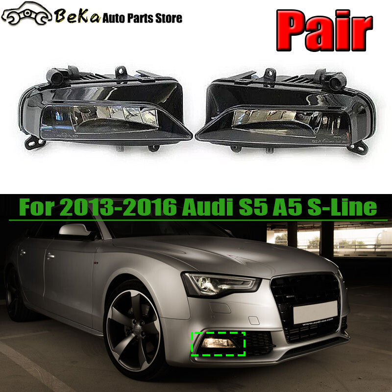 2-pack for 2013-2016 for Audi S5 A5 S Series LHRH fog lights (halogen clear).
