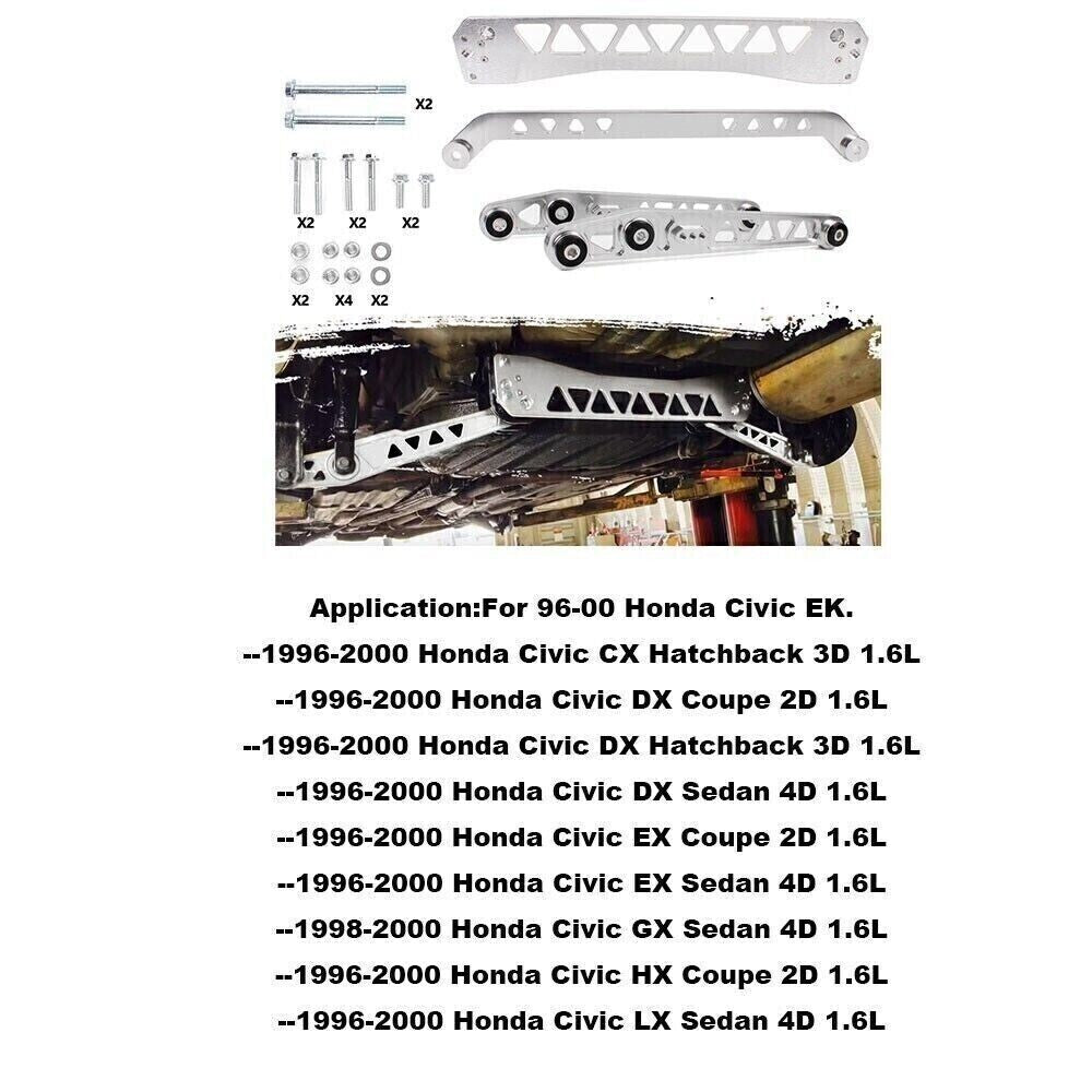 Blue Rear Lower Control Arms Subframe Brace Tie Bar Kit for Honda for Civic 96-00 EK