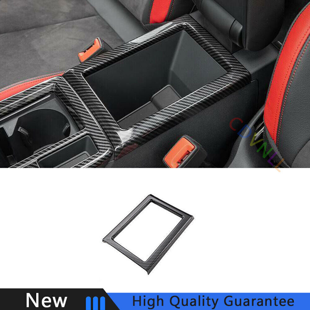for Audi Q3 2019-24 Carbon Fiber Inner Middle Console Water Cup Frame Cover Trim