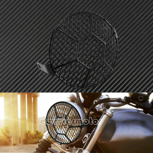 6.5 Motorcycle Universal Black Headlight Stripe Grill Mesh Lattice Grid Cover