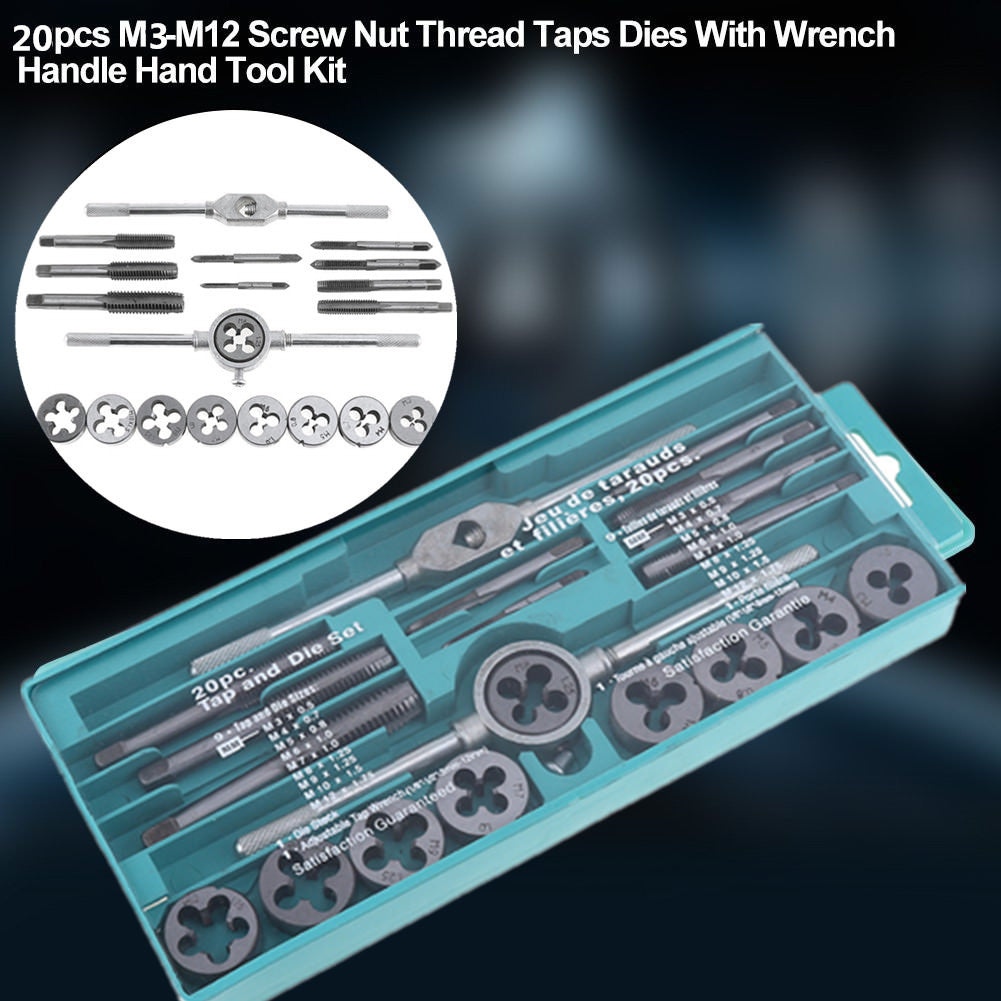 20x Car Metric Screw Thread Repair Plastic Case Tap And Die Set Hand Wrench Tool