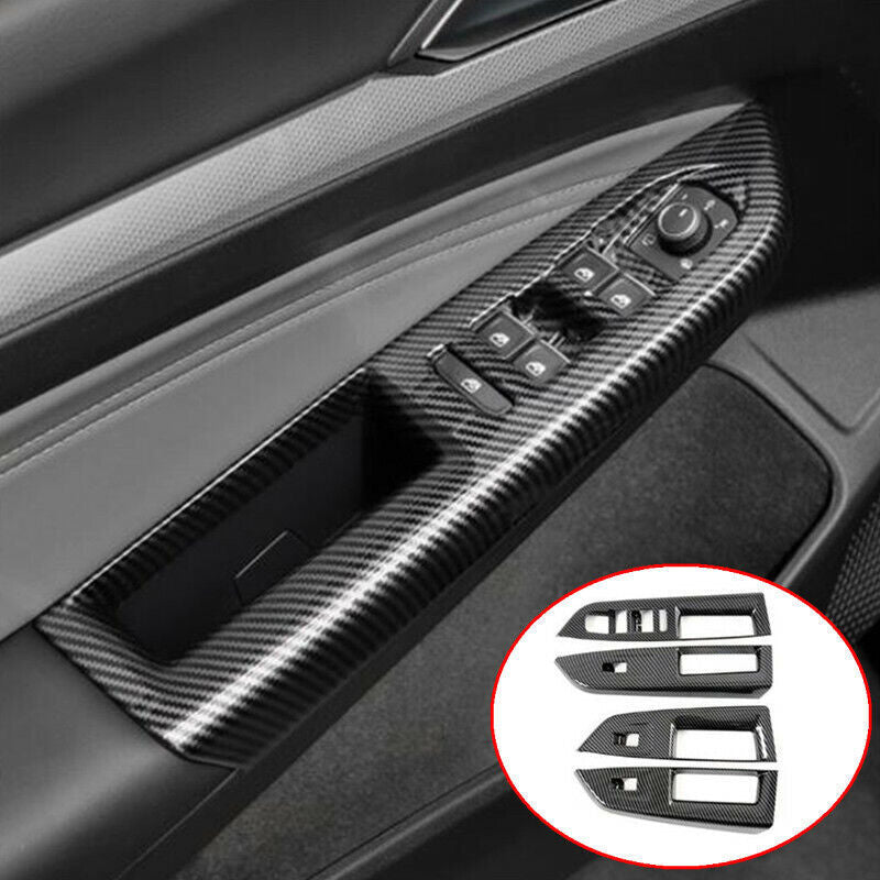 Carbon Fiber Door Window Lift Switch Panel Cover Trim for VW for GOLF 8 MK8 2020-21