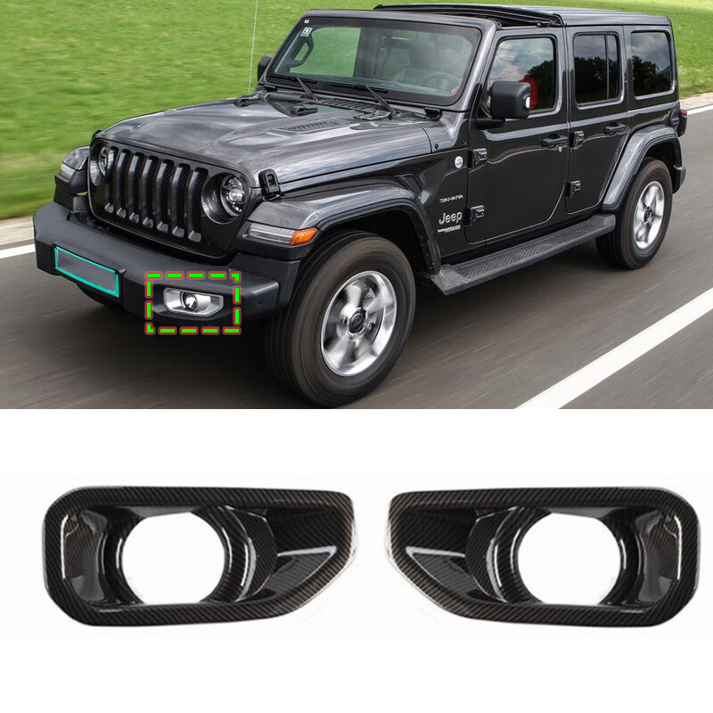 for Jeep for Wrangler JL Sahara 18-22 Pair Fog Lamp Cover Trim Frame Carbon Pattern