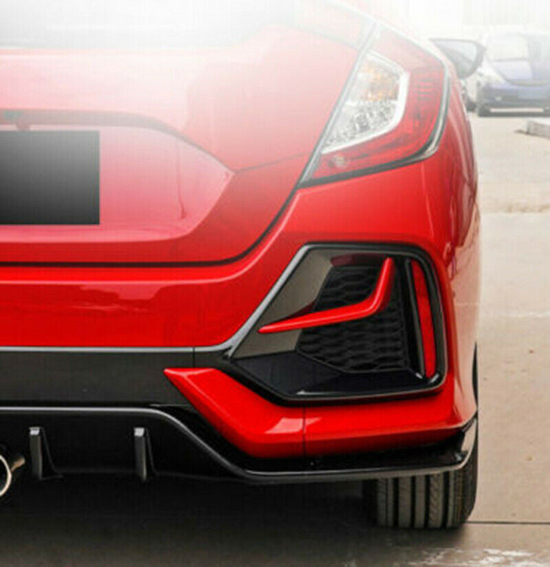 2P for Honda for Civic Hatchback 2016-2021 Black+Red Rear Fog Light Lamp Cover Trims