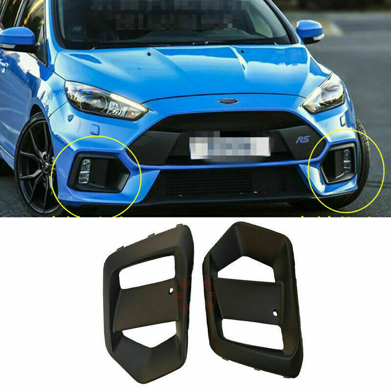 Replace Black Front Fog Lamp Light Frame Left+Right for Ford Focus RS 2016-2018