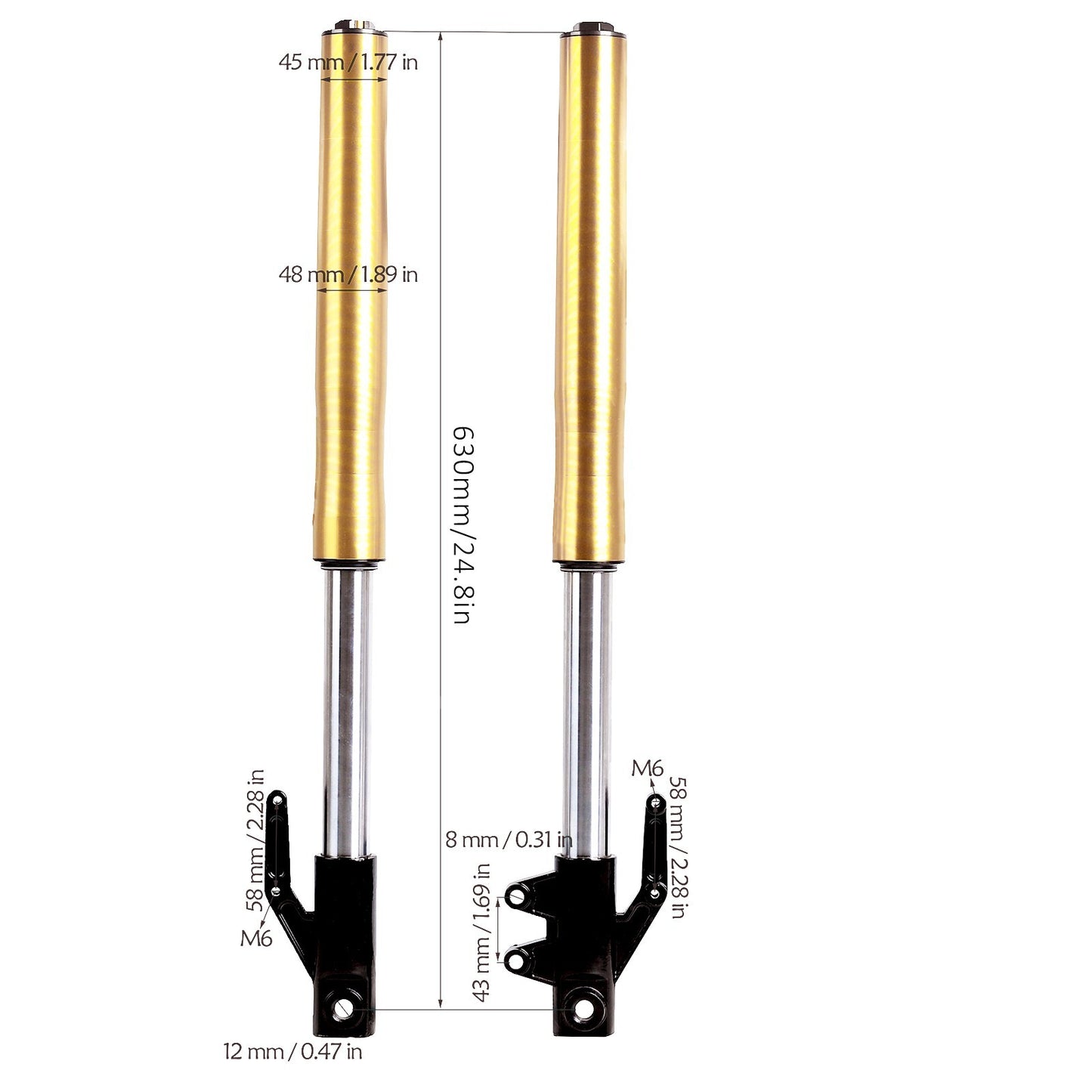 12mm axle, 45/48mm front fork, shock absorption, suspension, off-road bike SSR 70 (110cc/125cc)