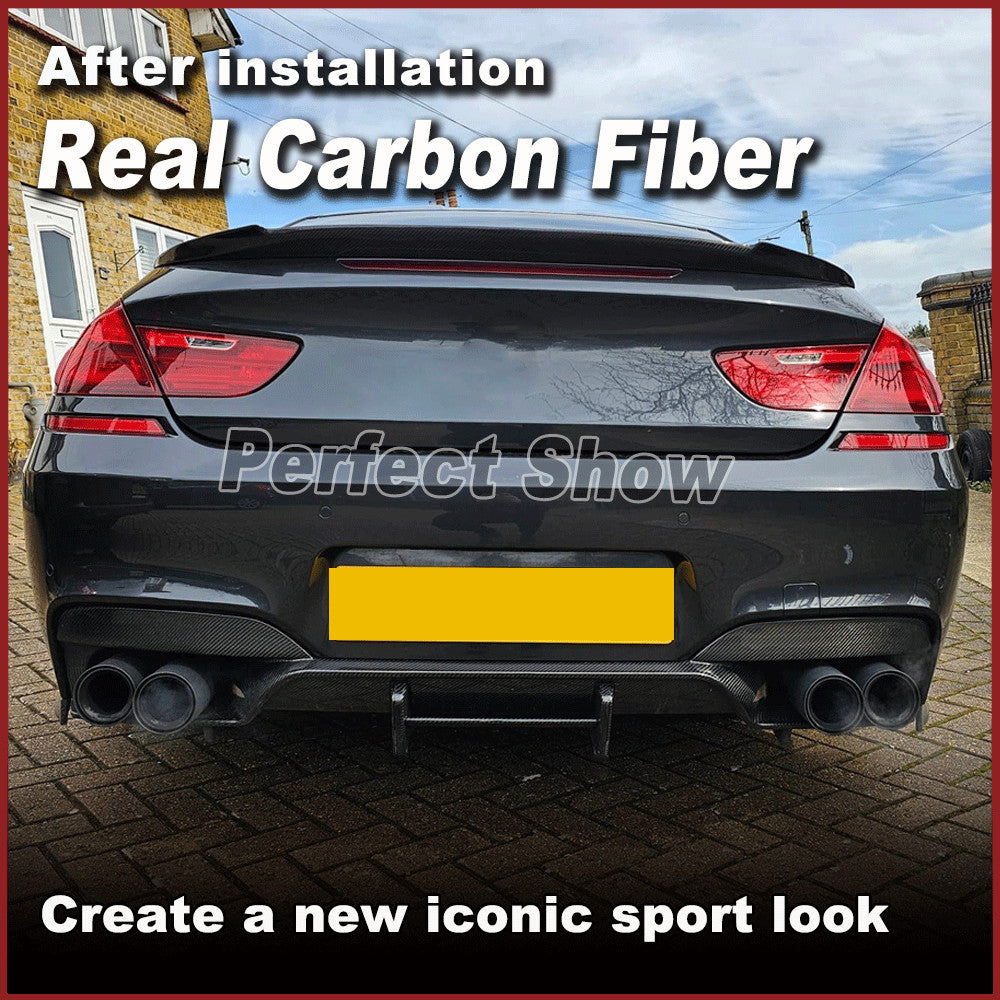 for BMW F06 F12 F13 M6 13-19 Real Carbon Fiber Rear Bumper Diffuser Lip Spoiler