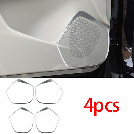 Fit for Cadillac XT4 2019-23 Silver Steel Inner Door Speaker Frame Cover Trim 4X