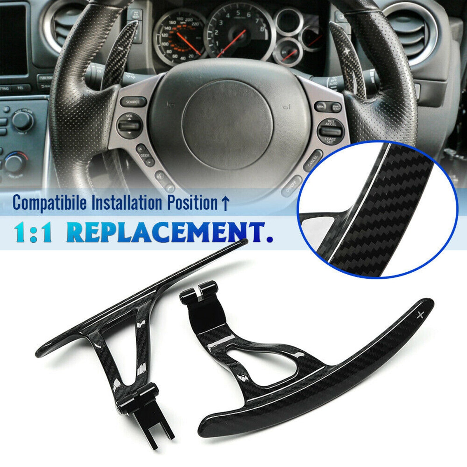 for Nissan GT-R GTR R35 2008-2016 Carbon Steering Shift Paddle Shifter Extension