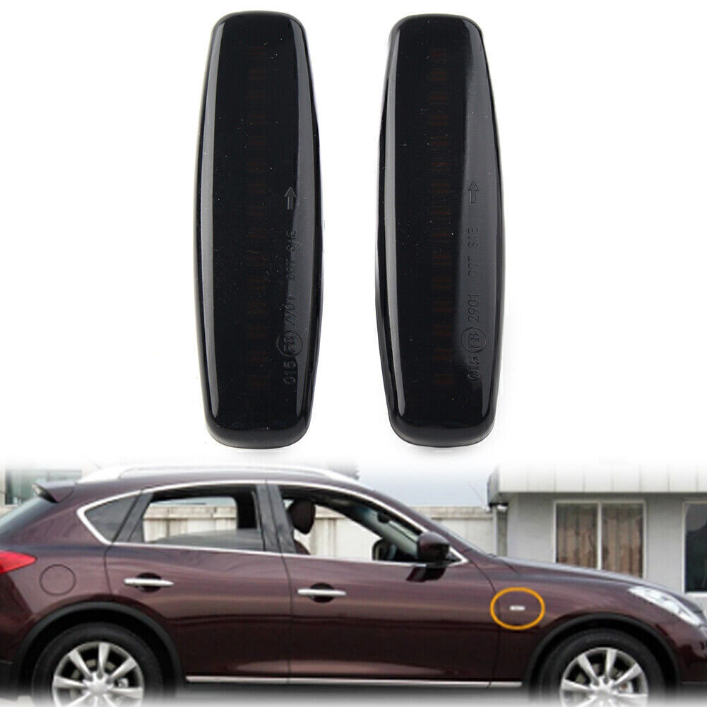 LED Sequential Side Marker Light Black Shell Fit for Infiniti EX25 M35 Q60 Q70 QX50