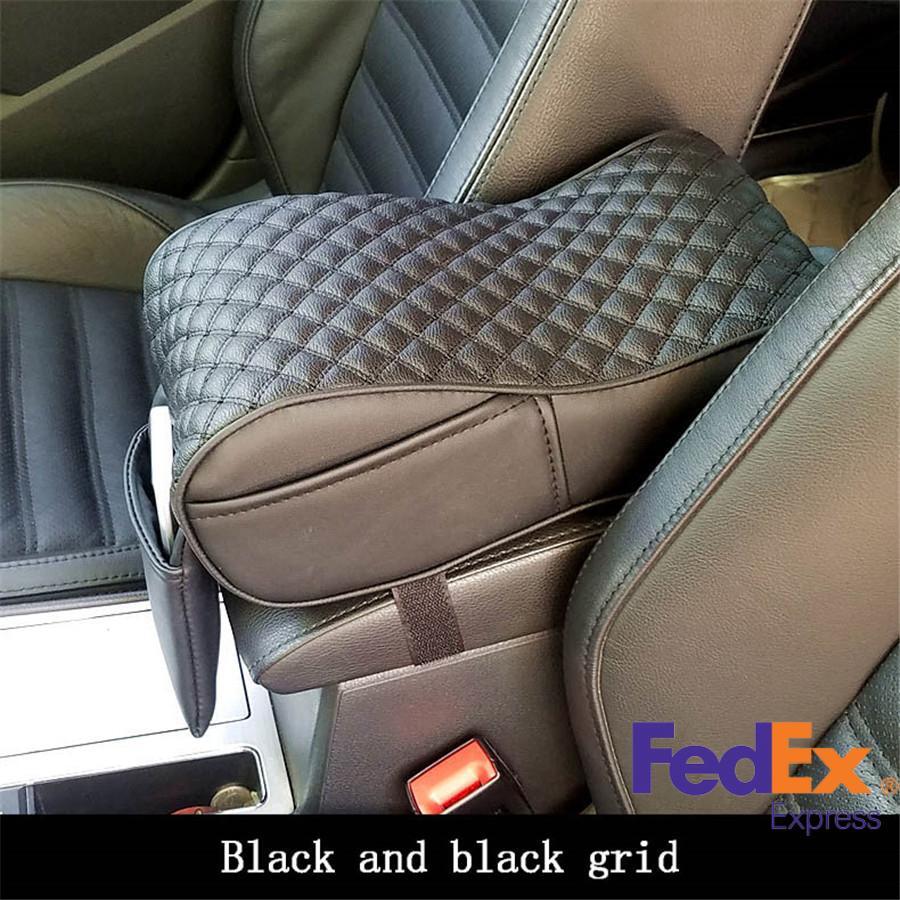 Universal Black Car Armrest Cushion Console Box Cover Pad PU Leather Pouch Bag