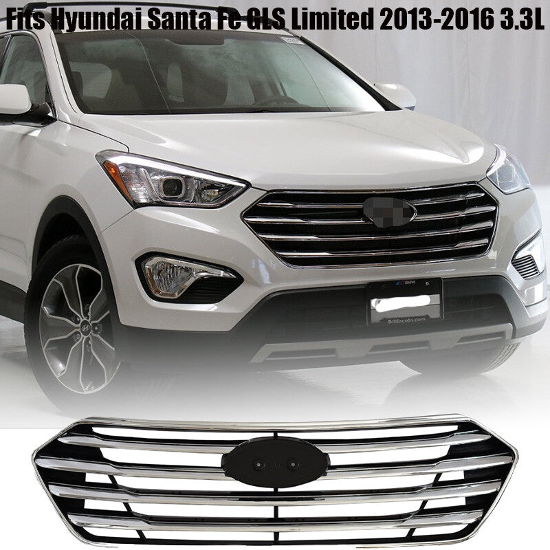 7 for Seat Front Grille Chrome Fits for Hyundai Santa Fe GLS Limited 2013-2016 3.3L