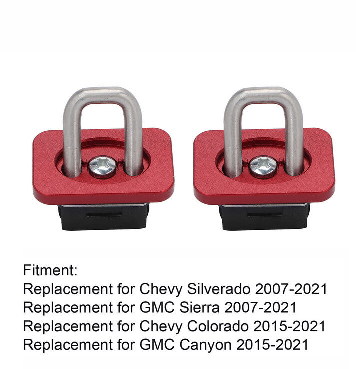 1 Pair Red Inner-Bed Retractable Truck Bed Tie-Down Anchors for Chevy / for GMC for Sierra