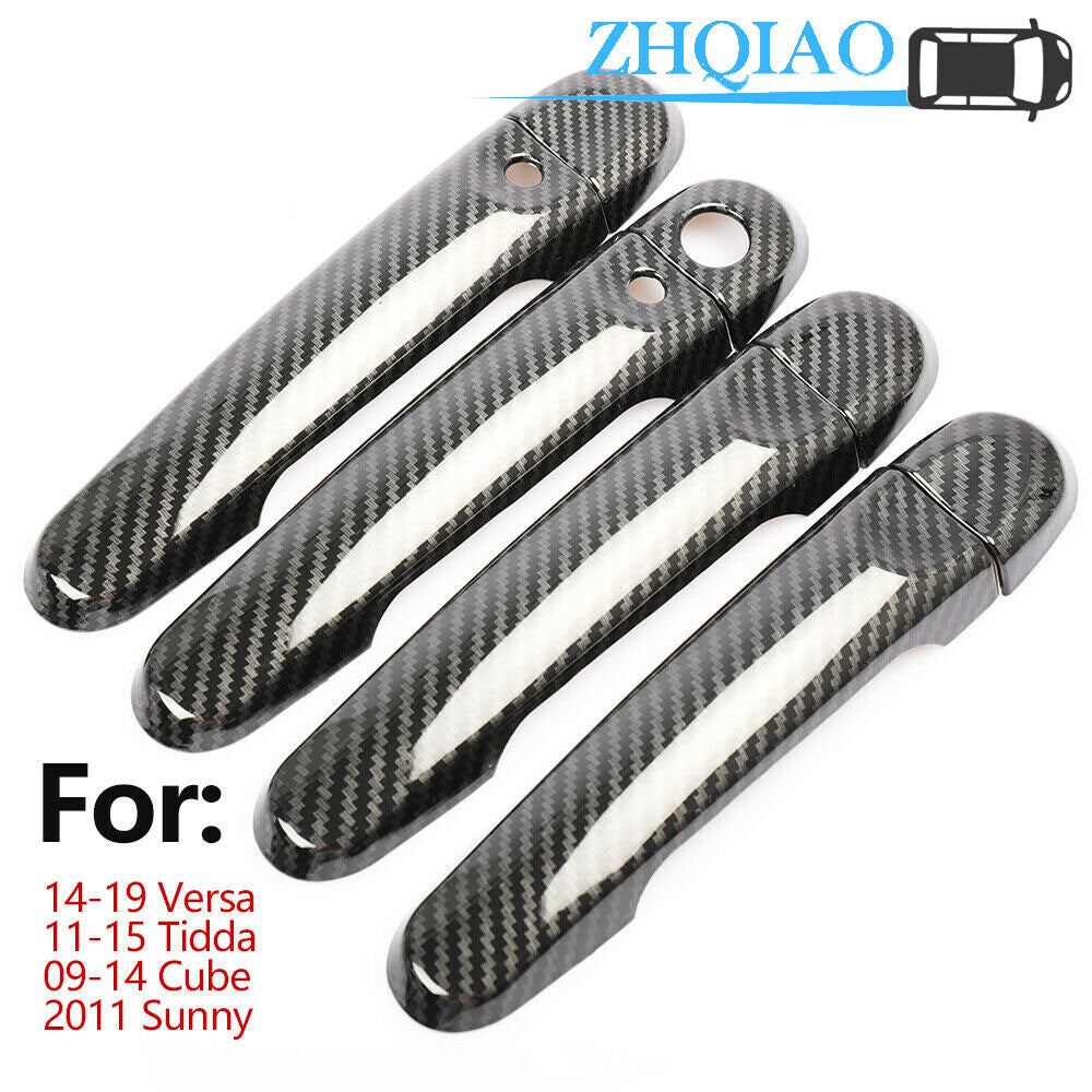 Carbon Fiber for Smart Door Handle Cover Trim Fits for Nissan Tiida Sunny March Versa