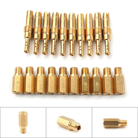 20pcs Main Jets + Slow Pilot Jets Kit Fit Motorcycle Carburetor Carb Gold