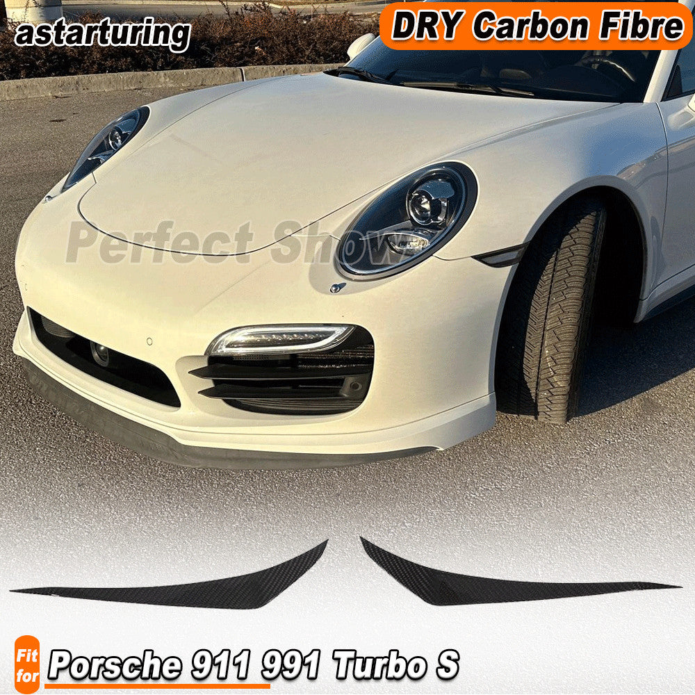 for Porsche 911 991 Turbo S 14-16 Dry Carbon Front Bumper Canards Fins Splitter