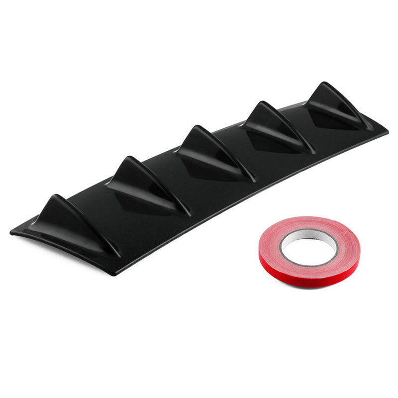 Universal Car Rear Bumper Lip Diffuser 5 Fin Shark Fin Style Black Bumper