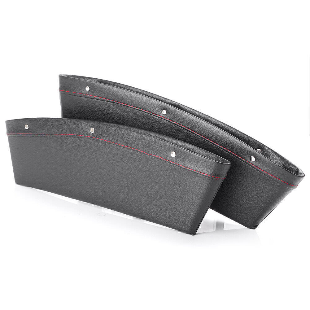 2 x for Seat Gap Slit Storage Pocket Bag Catcher Container PU Leather Auto Car