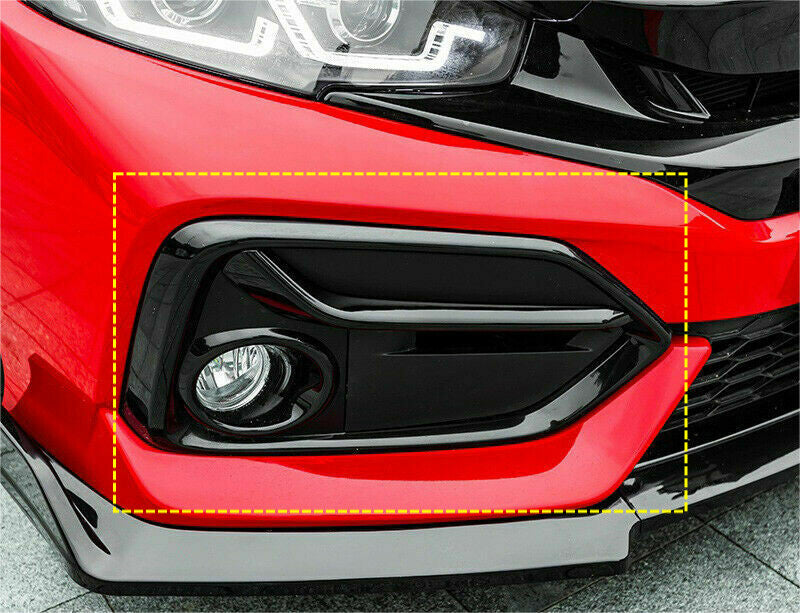 for Honda for Civic Hatchback 2020-2021 Glossy Black ABS Front Fog Light Frame Cover