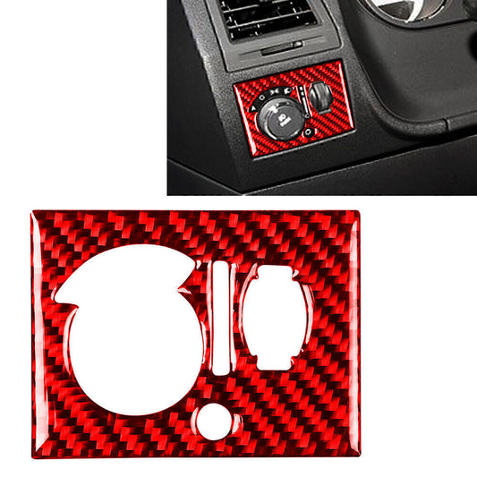 Carbon Fiber Headlight Switch Panel Cover Trim for Dodge for Challenger 2008-14 Red