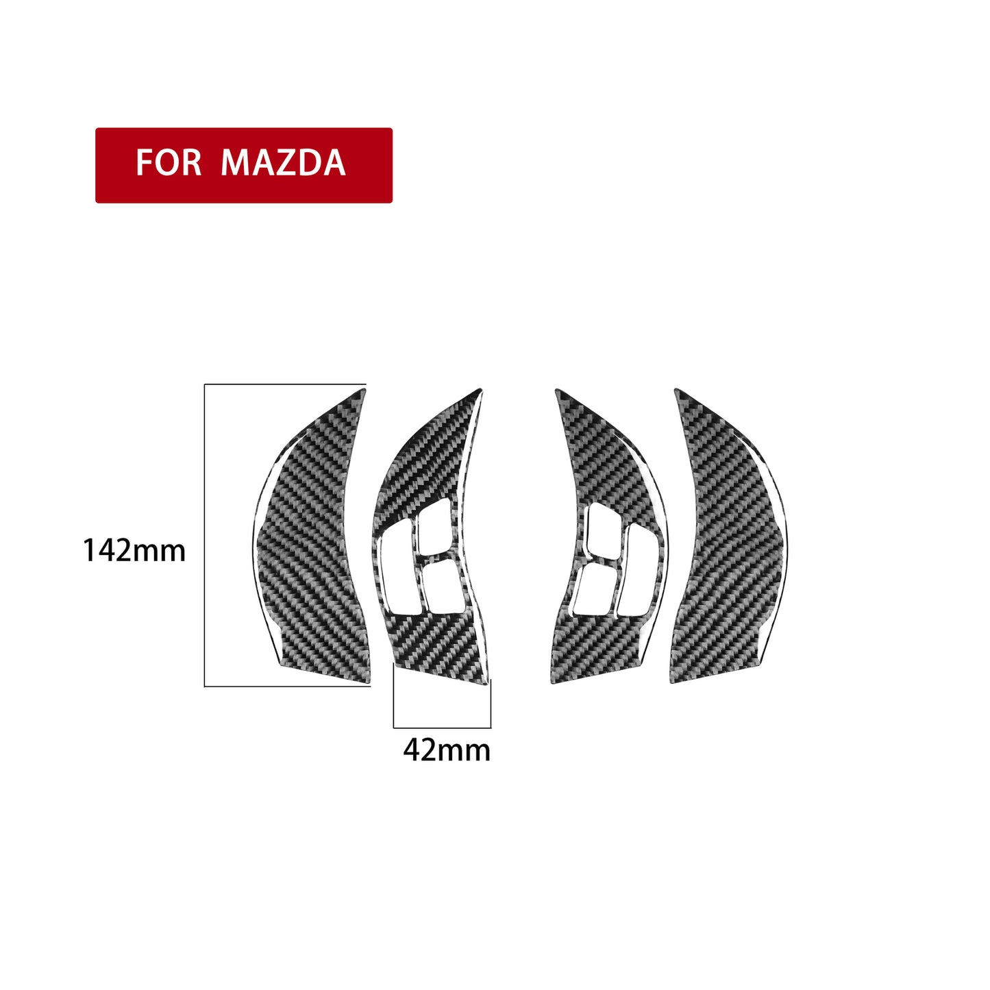 4Pcs Fit for Mazda RX-8 2004-2008 Carbon Fiber Steering Wheel Button Cover Trim