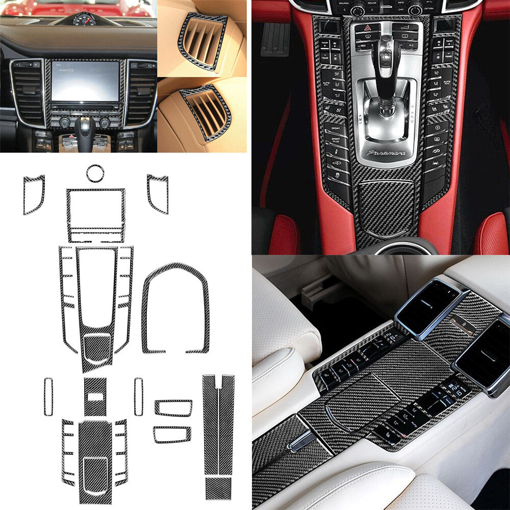 21pcs Carbon Fiber Central Control Gear Shift Cover for Porsche for Panamera 2010-16