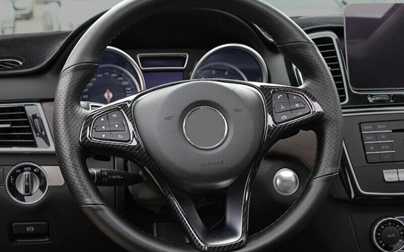 for Benz GLE GLS 2016-2019 Carbon Fiber Look Car Steering Wheel Frame Cover Trim