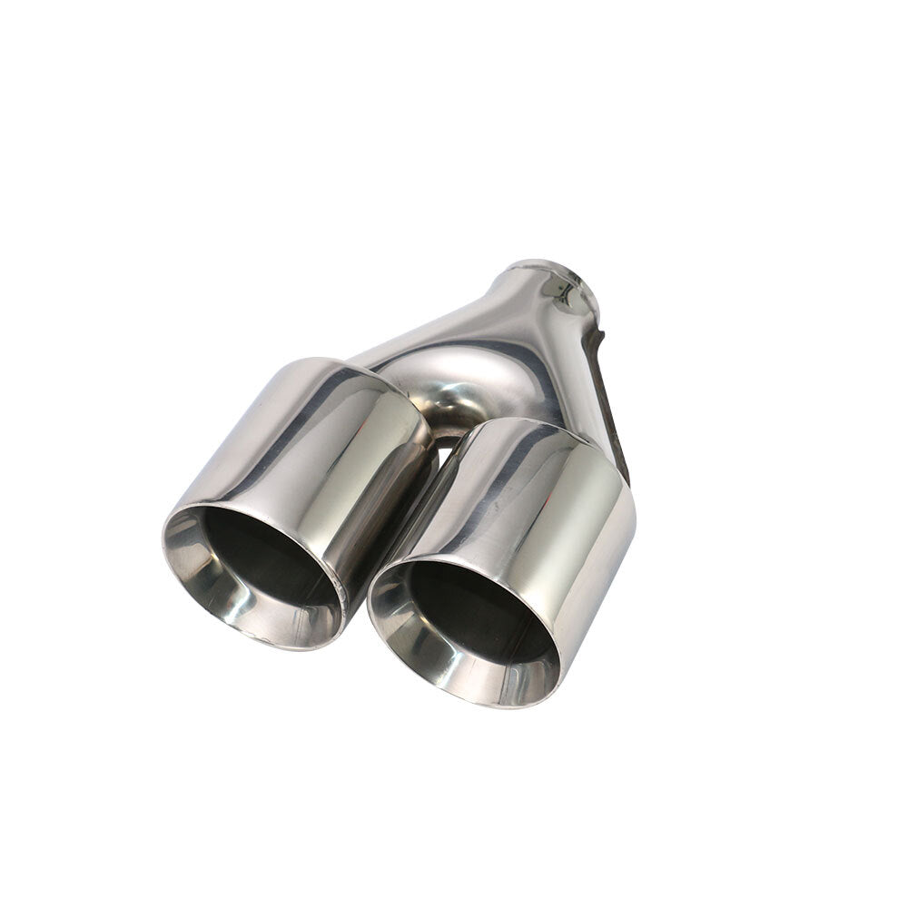 2PCS 2.5'' ID 4''OD Universal Dual Exhaust Tip Staggered Tips Double Wall Tip