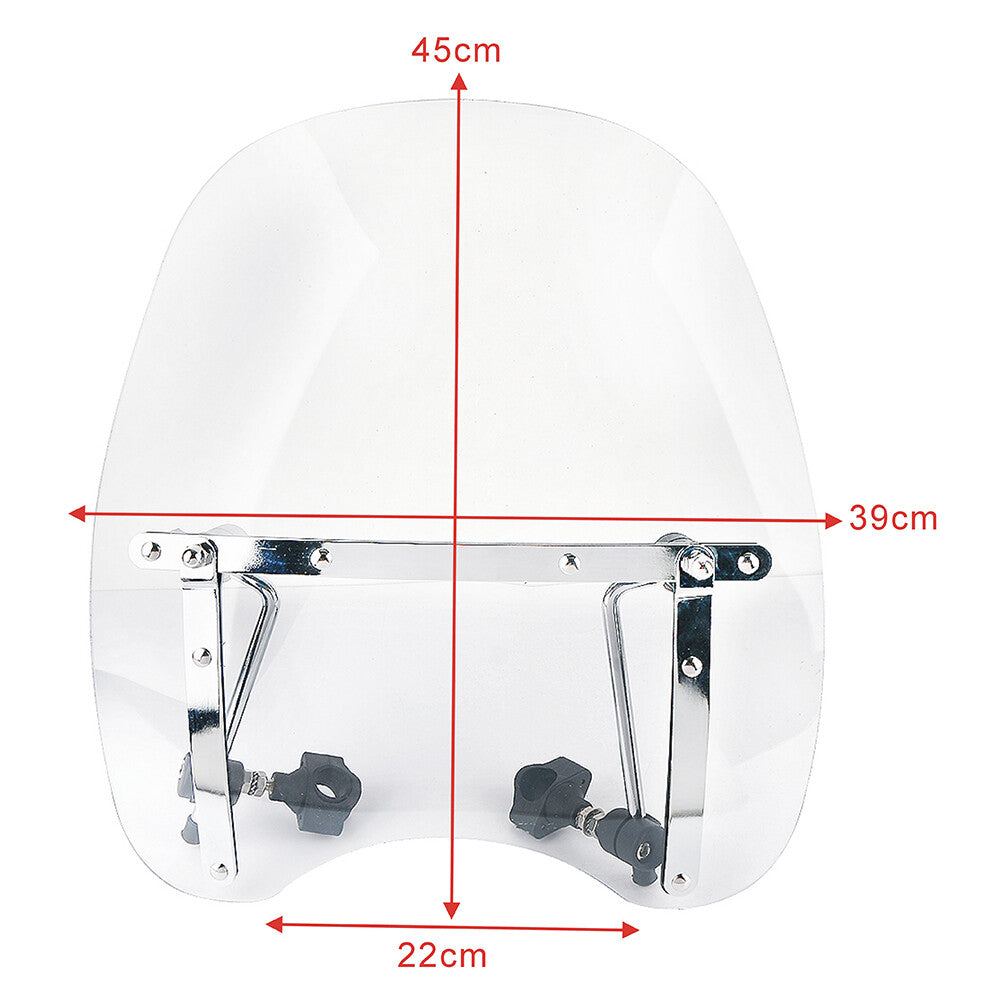 Universal large windshield hardware for motorcycles with 7/8  1 inch handlebar windshields
