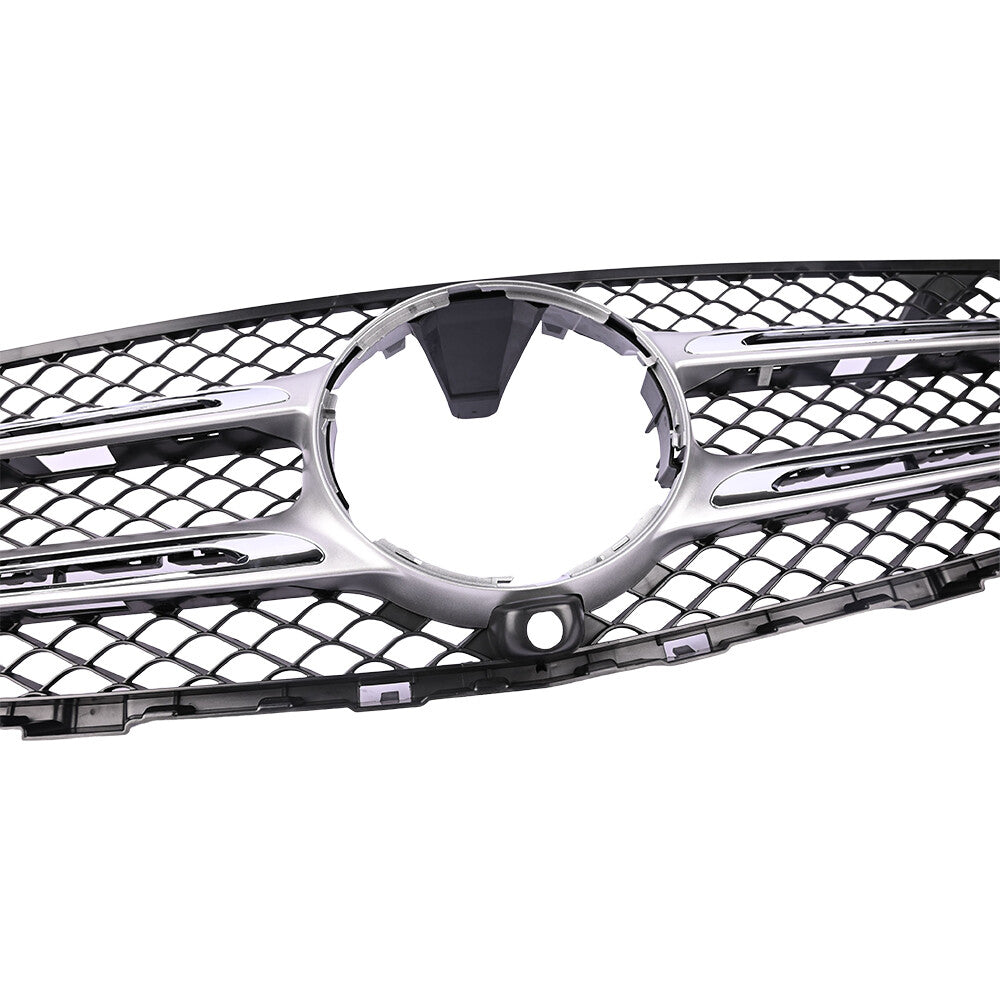 Front Bumper Cover Upper Grille Silver for Mercedes-Benz GLC300 Base 2016-2019