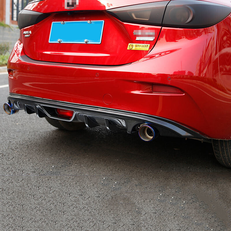 for Mazda 3 Sedan 2014-2018 Carbon fiber Rear Lip Spoiler Bumper Diffuser trim