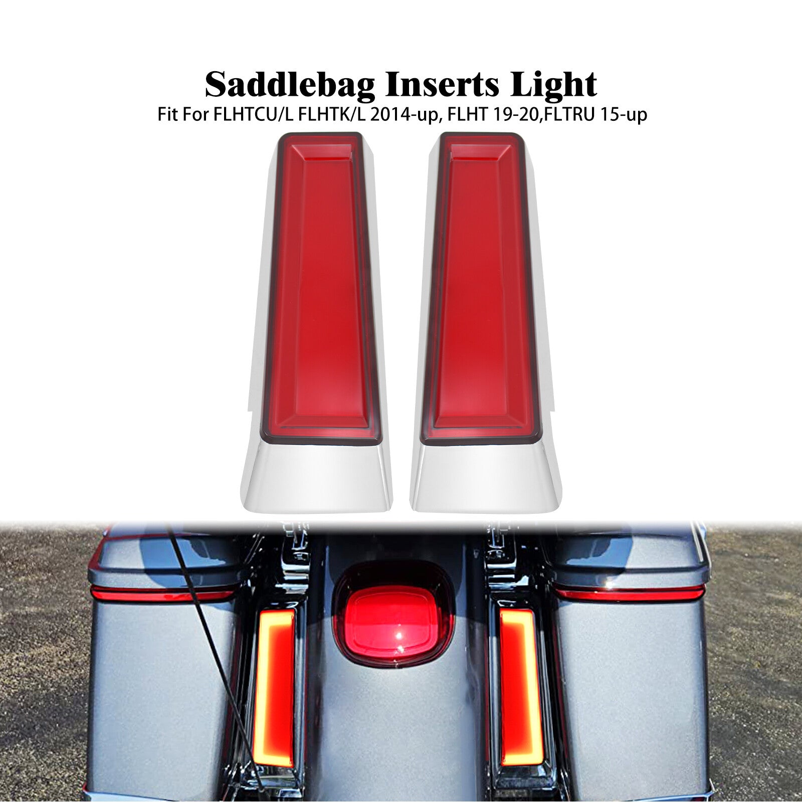 Chrome Saddlebag Fender Fascia LED Side Insert Turn Signal Light Fit For Touring