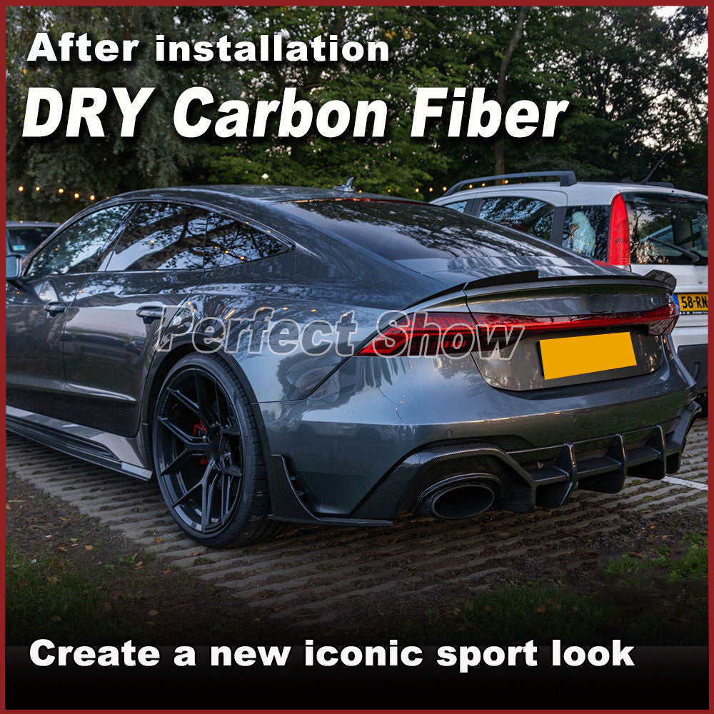 Fit for Audi RS7 C8 Sportback 2020-23 Dry Carbon Fiber Rear Bumper Diffuser Lip