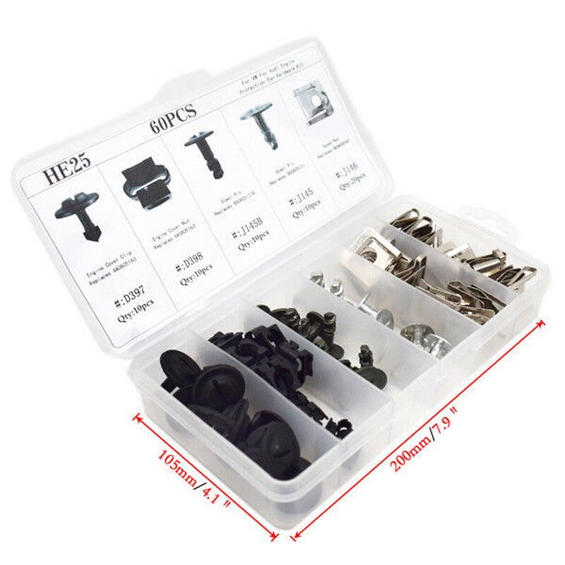 60 pieces of automotive engine protection disc hardware kit pin clip nut parts in US inventory